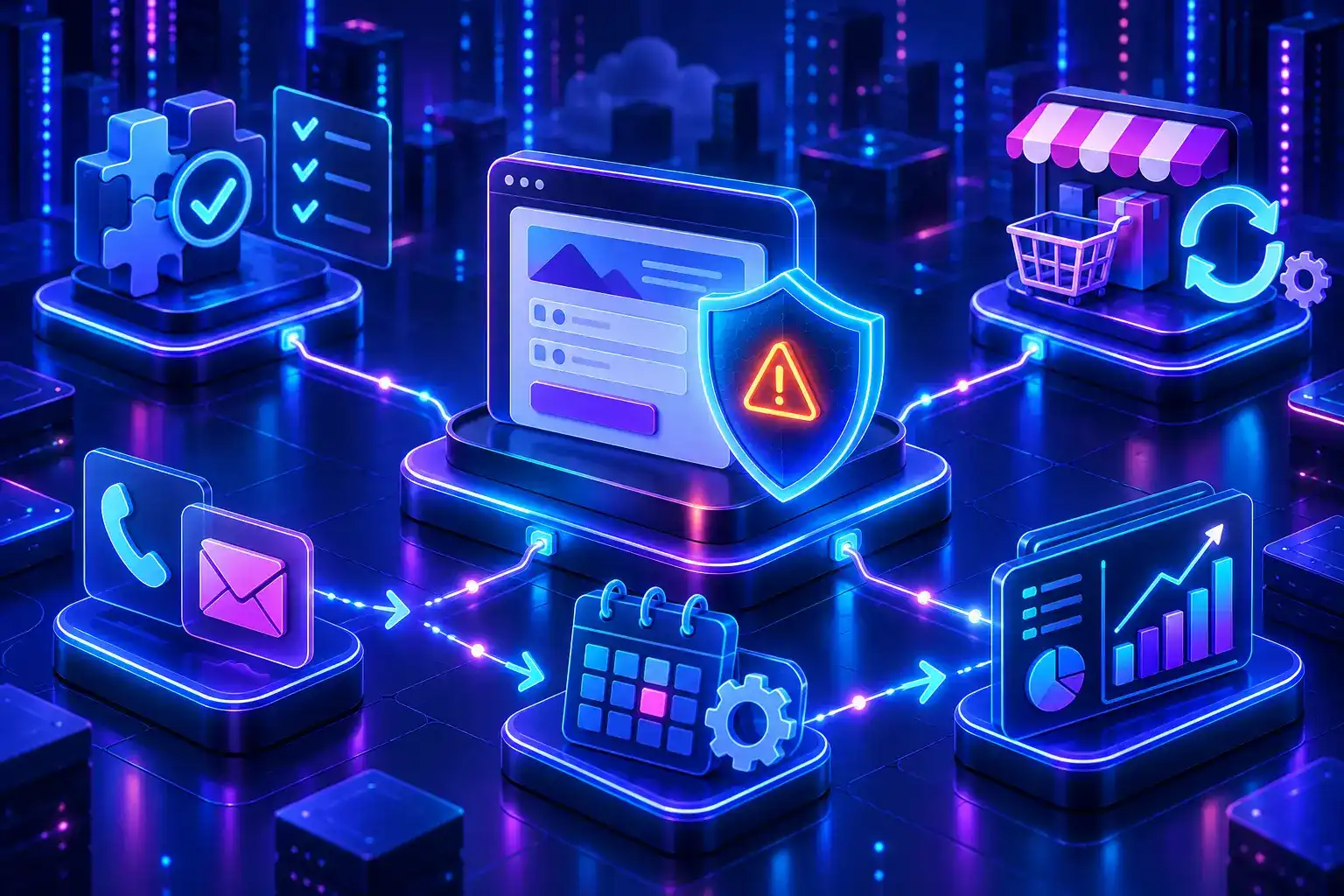 A protected website enquiry form connected to ecommerce updates, phone enquiries and a calendar workflow